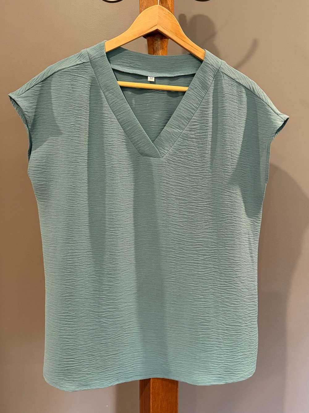 ANRABESS V-Neck Cap Sleeve Women's Top in Sage Green